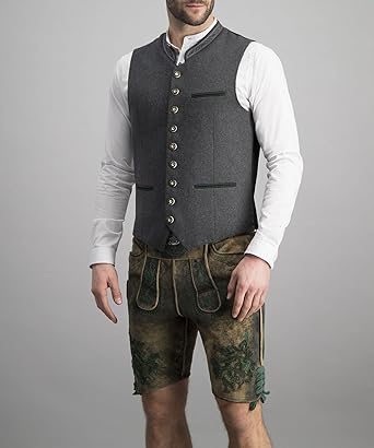 Drune | Herren Trachtenweste Weste Grau Klassisch Elegant
