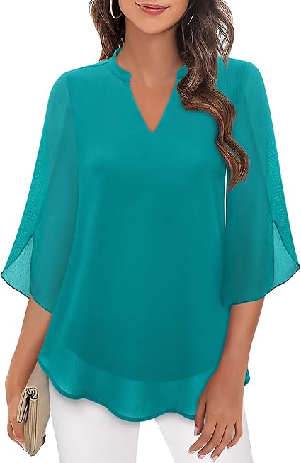 Drune | Doppelter Schichten Chiffon-Bluse