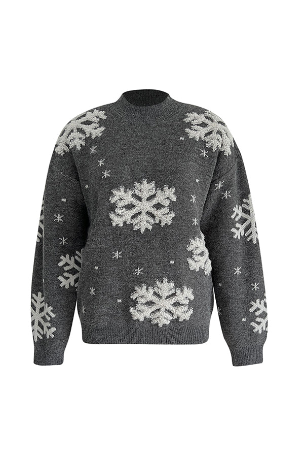 Drune | Rollkragen Weihnachtsdruck Strickpullover