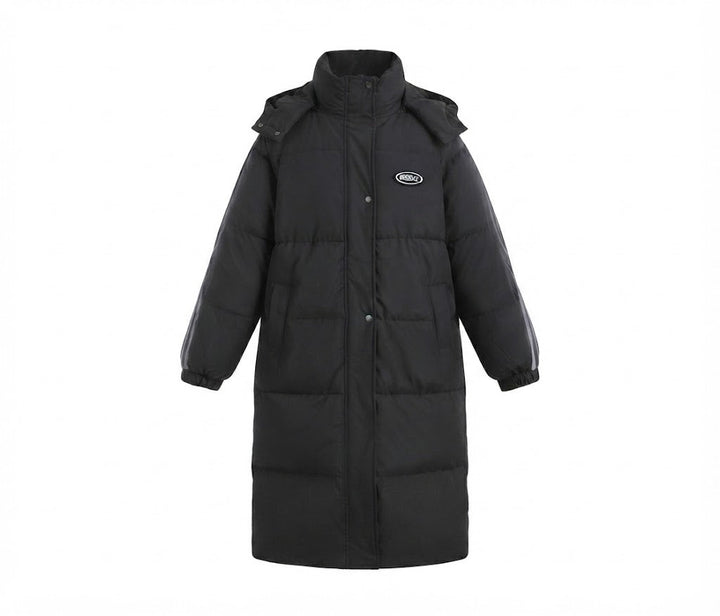 Damen Nan längerer gesteppter Thermoparka mit kontrastierenden Ärmelstreifen und hohem Stehkragen