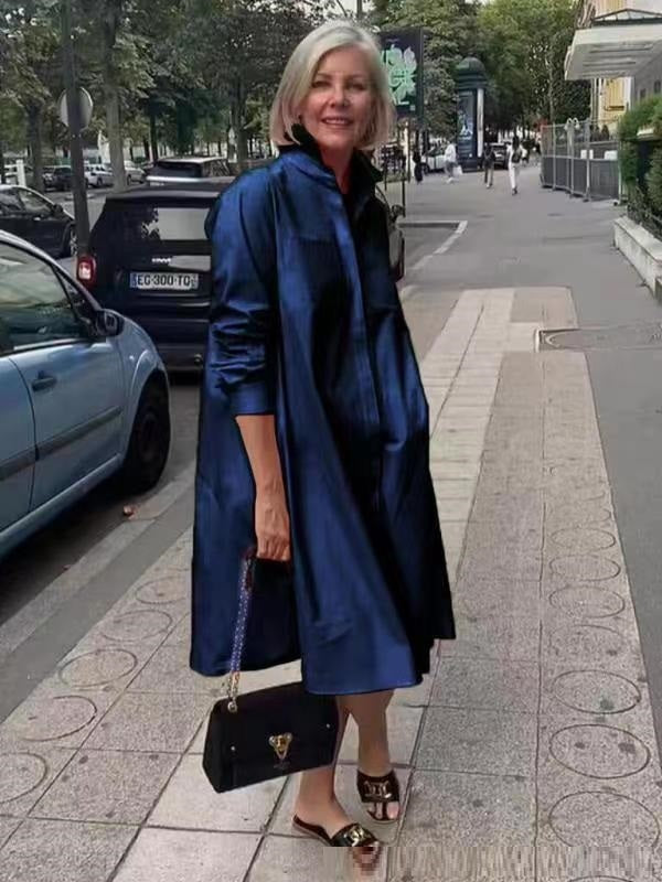 Drune | Hemdblusenkleid Mit Umlegekragen & Dreiviertelärmel