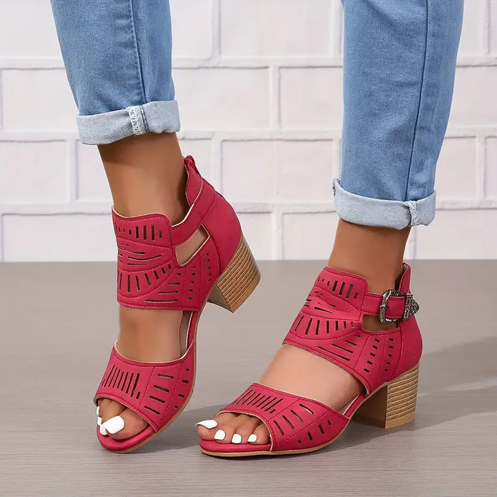 Drune | Damen Sandalen Mit Klobigen Absätzen