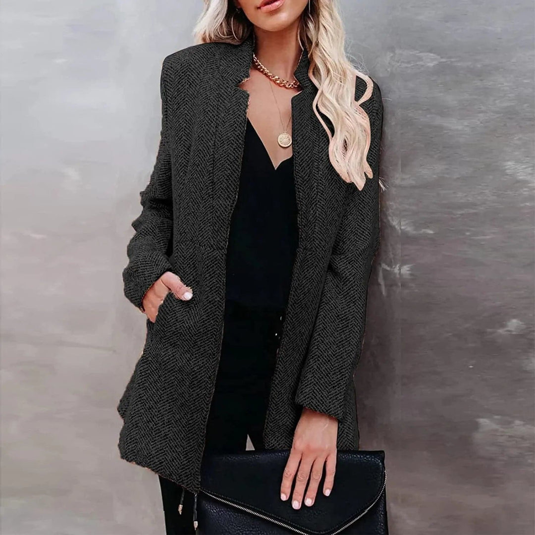 Drune | Zeitlose Offene Jacke Tweedstruktur Moderne Eleganz