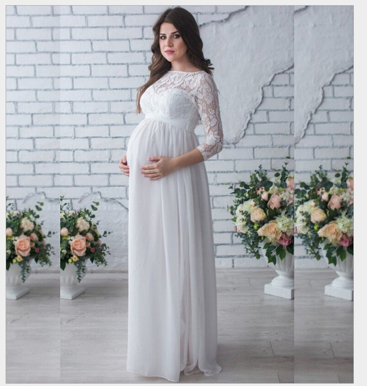Damen Elegantes Schwangerschaft Langarmkleid Drune