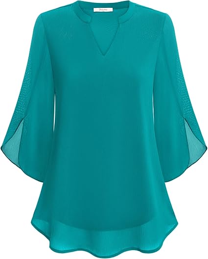 Drune | Doppelter Schichten Chiffon-Bluse