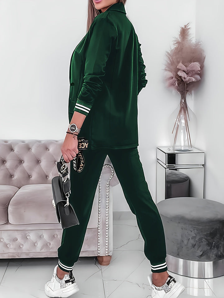 Drune | Langarm Blazer Mit Klapptaschen & Hosen Outfit Set Für Damen - Perfekt für Freizeittage