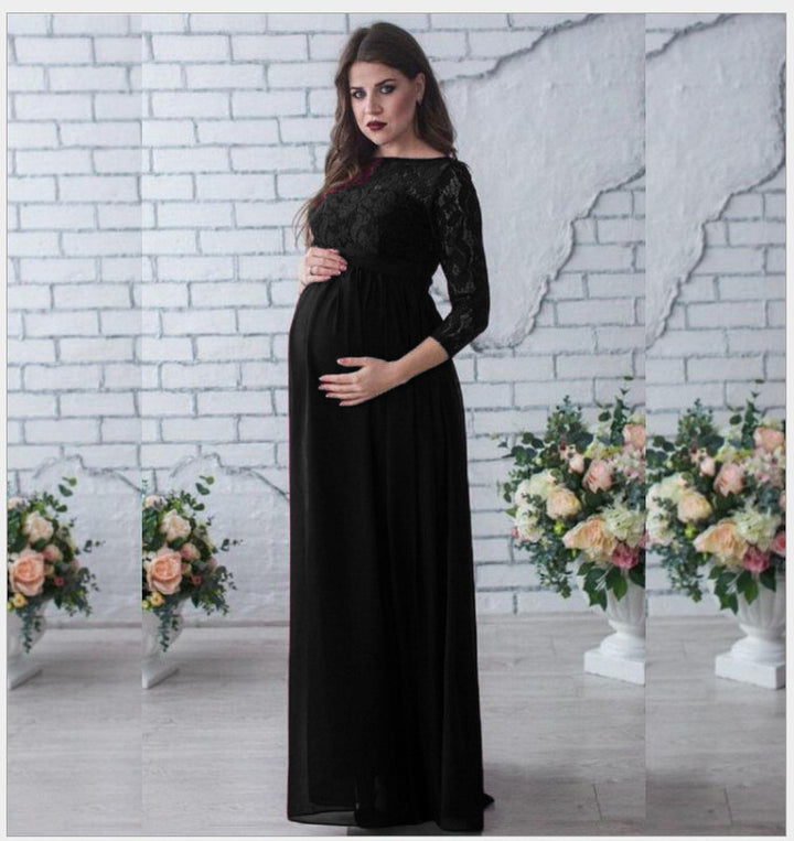 Damen Elegantes Schwangerschaft Langarmkleid Drune