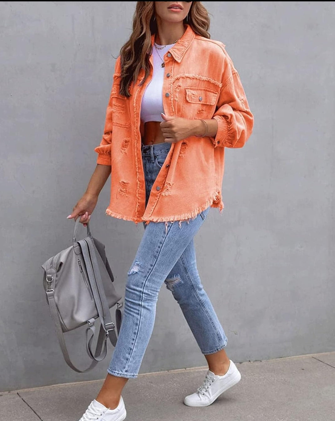 Drune | Gerissene Übergrösse Denim-Jacke