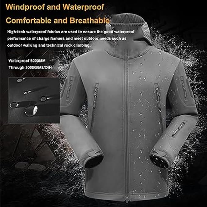 Herren multifunktionale Jacke mit Fleece-Innenfutter und Reißverschluss – Drune