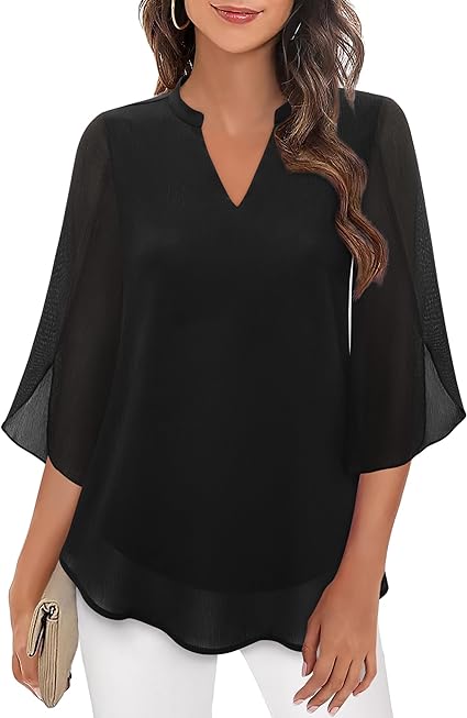 Drune | Doppelter Schichten Chiffon-Bluse