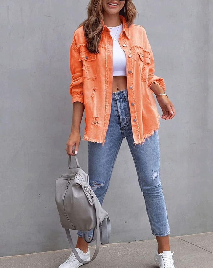 Drune | Gerissene Übergrösse Denim-Jacke