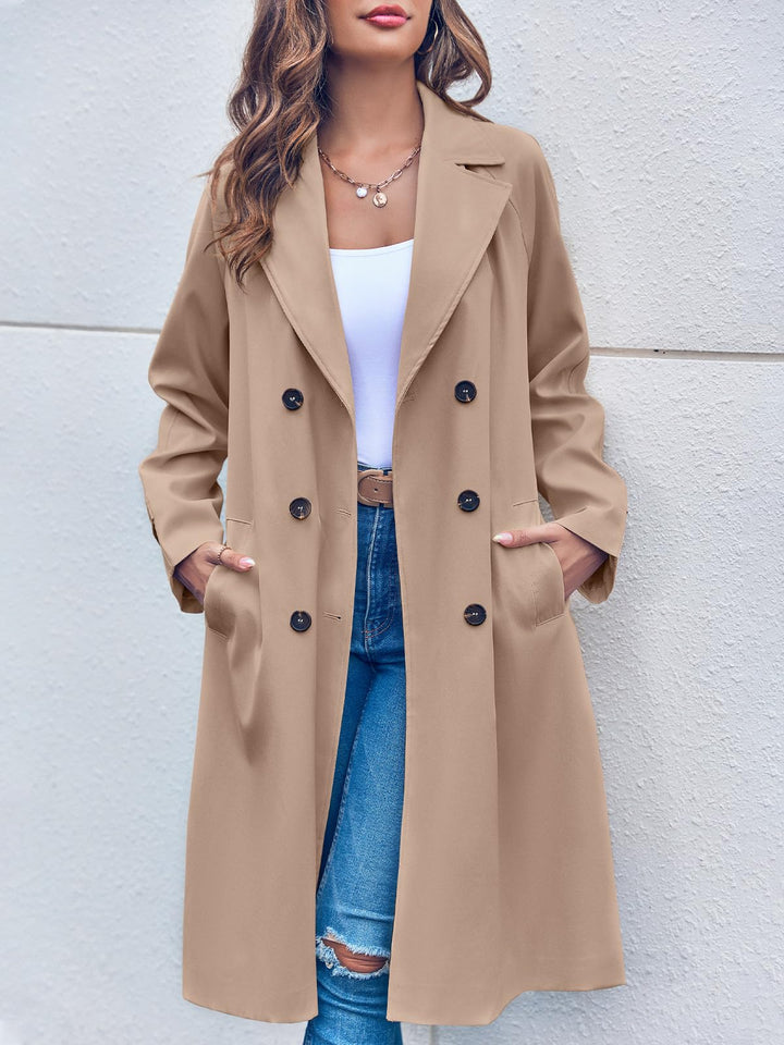 Drune | doppelte Reihe Trenchcoat für Damen - mit Gürtel in der Taille