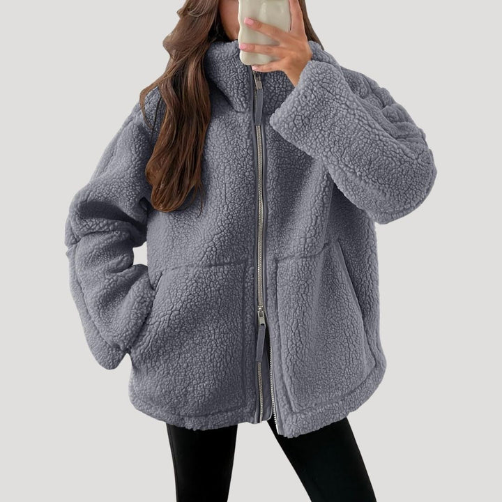 Drune | Damen Teddy Reißverschluss Fleece Jacke Winter Kleidung