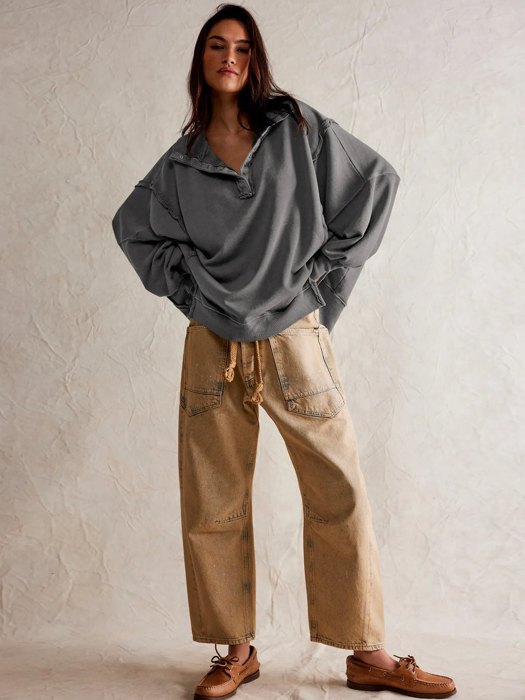 Drune - Lässiges Sweatshirt Mit Knöpfen Und Lampenärmeln