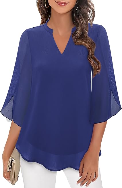 Drune | Doppelter Schichten Chiffon-Bluse