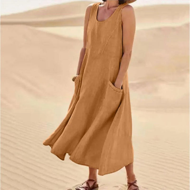 Drune | Ärmelloses Leinenkleid Mit Taschen Für Damen