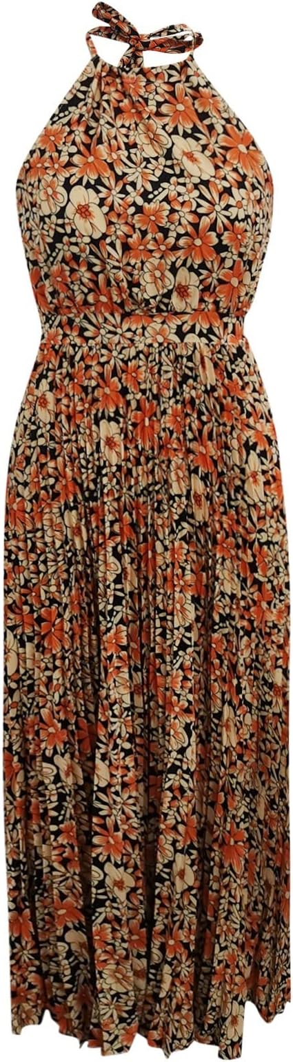 Drune | Boho Drucken Patchwork Halter Plissierte Kleider