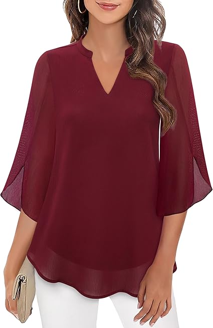 Drune | Doppelter Schichten Chiffon-Bluse