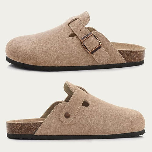 Drune | Damenclogs - Braun - Qualitätsleder - Verstellbare Schnallen