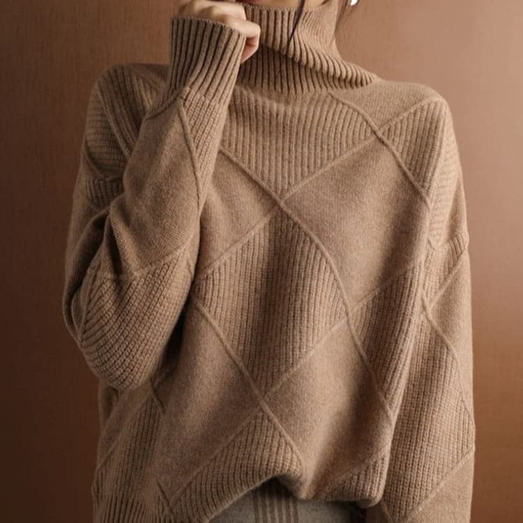 Drune | Rollkragenpullover - Mit Diamantmuster gestrickt -weich und bequem