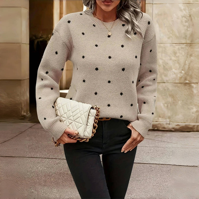 Drune | Pullover - Damen Herbst gepunkteter Strickpullover