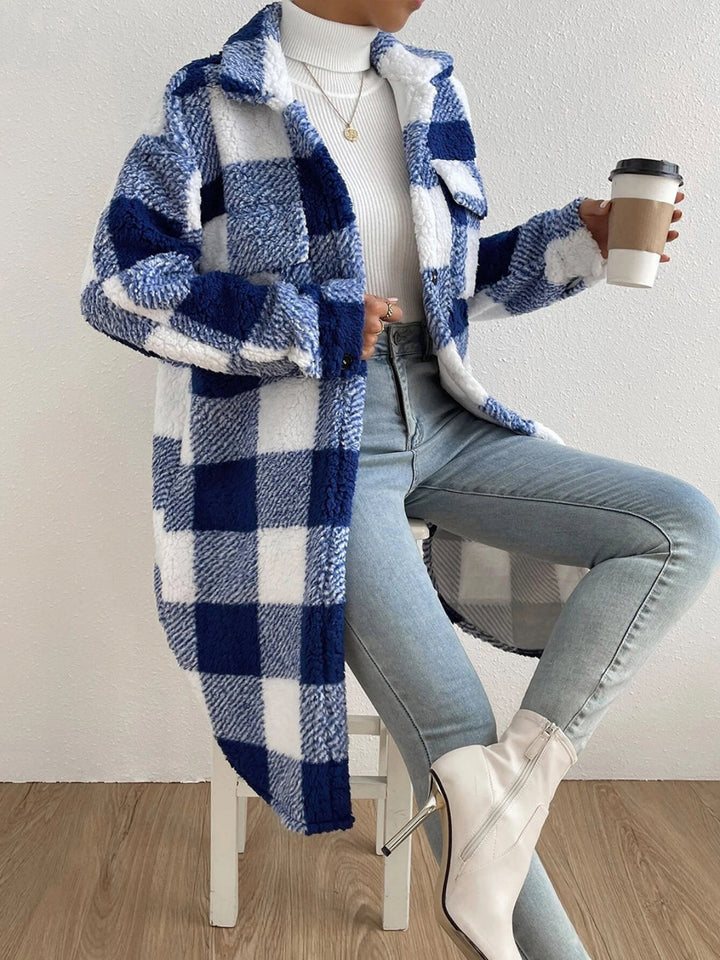 Drune | kariert Jacke mit plüschigem Kragen und Knöpfen
