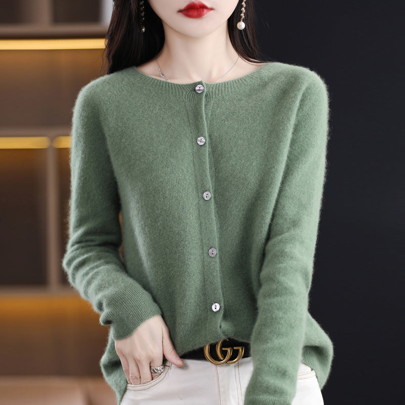 Drune | Lockerer Damen Cashmere Strickjacke Mit Rundhalsausschnitt Aus Hochwertiger Veganer Wolle