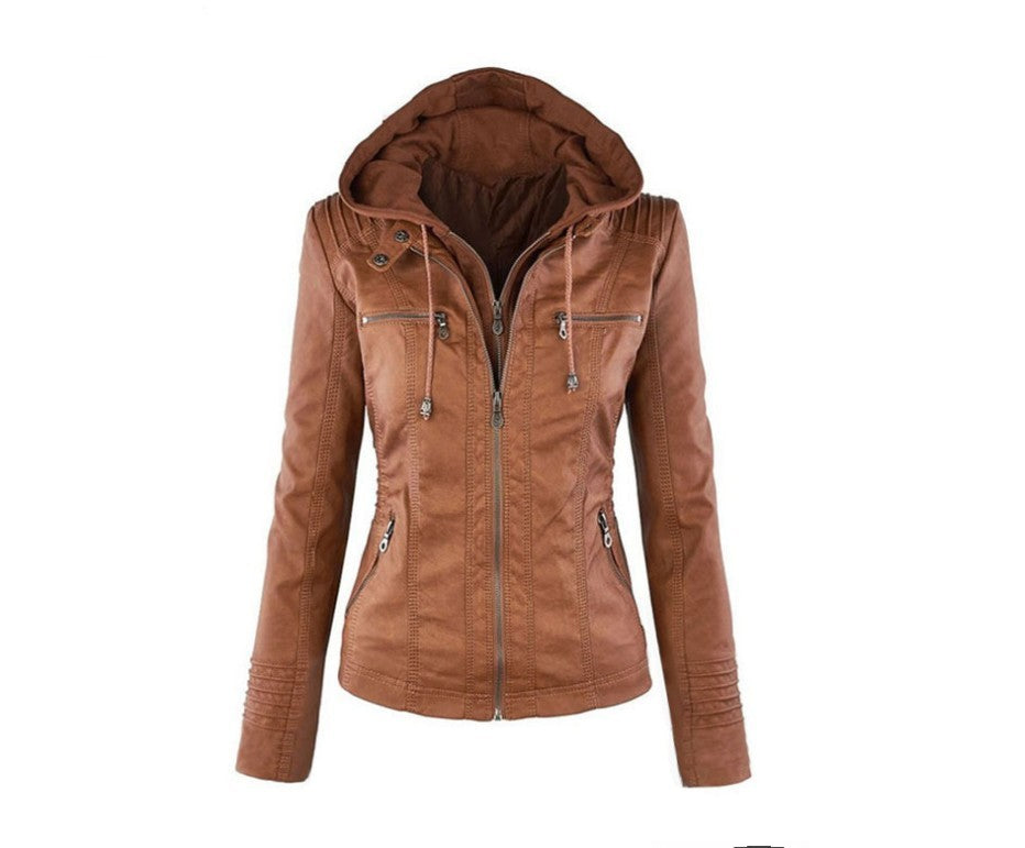 Drune | Damen Lederjacke Mit Kapuze