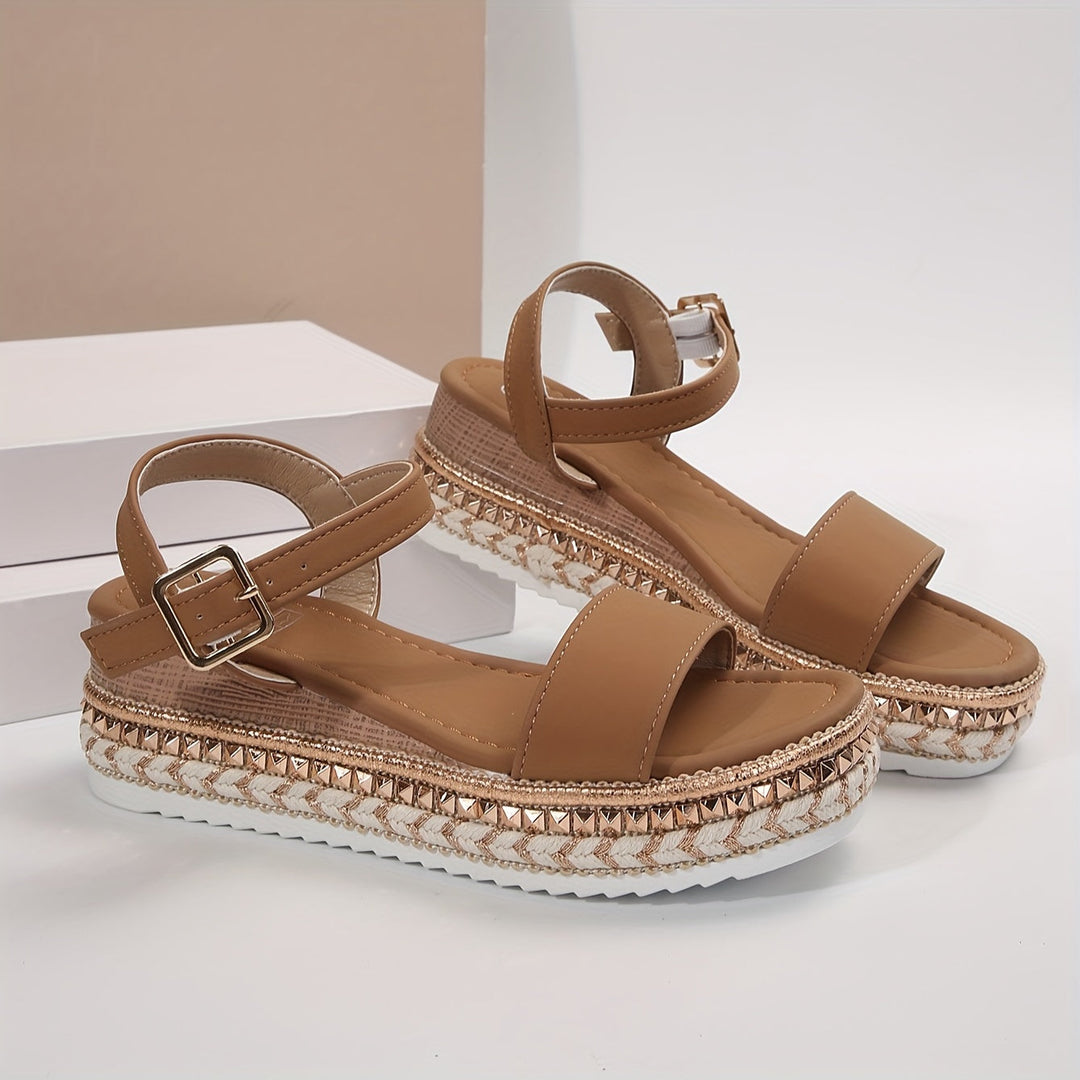 Drune | Elegante Damen Schnalle Komfort Plattform Sandalen
