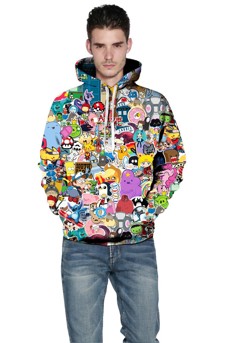 Damen bunte Kapuzenpullover mit einzigartigen Cartoon-Motiven Drune