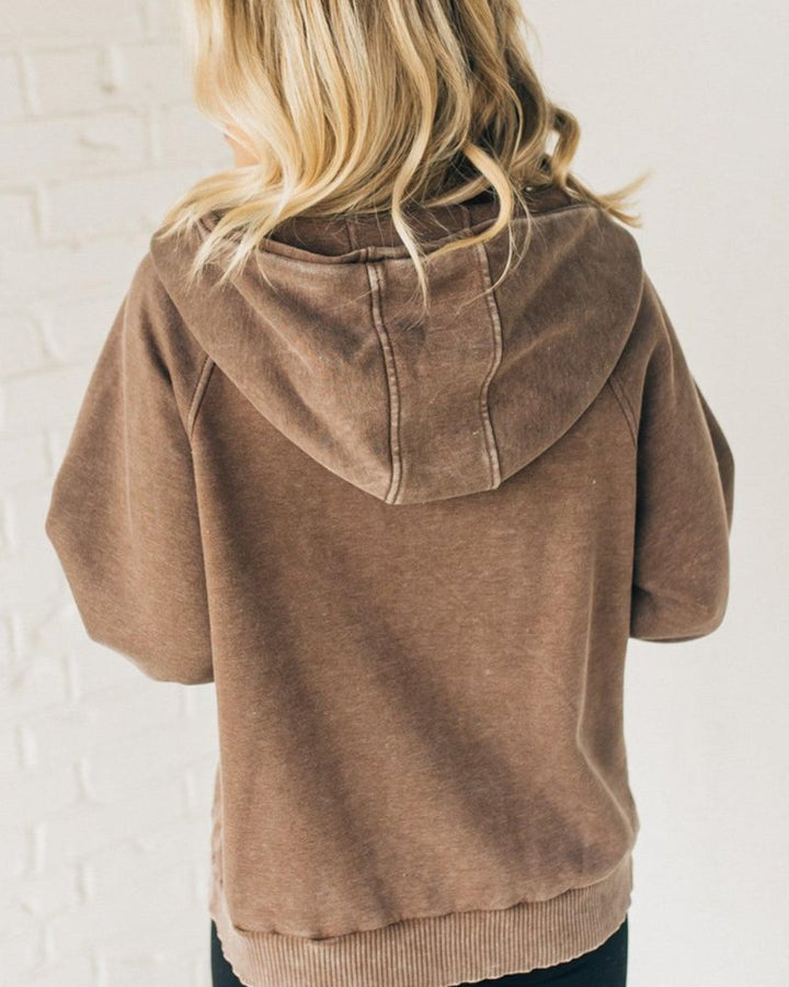 Drune | Zip Henley Acid Wash Fleece Hoodie