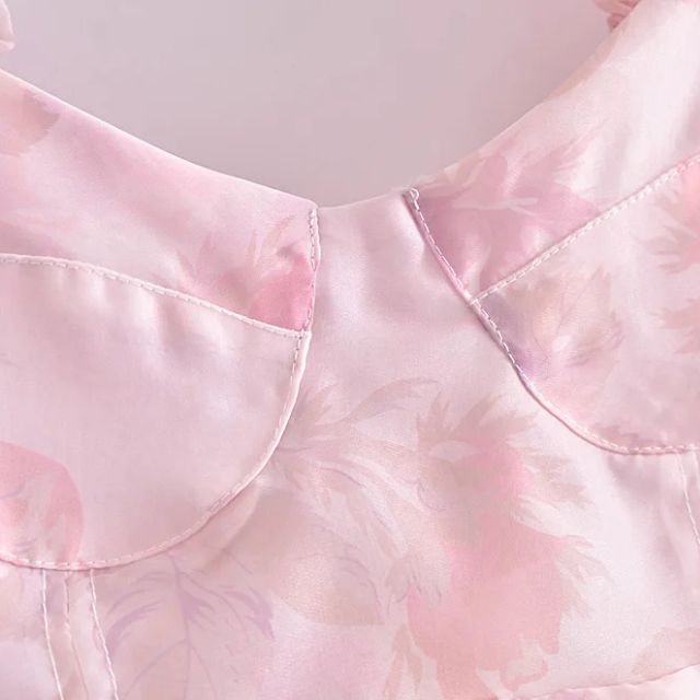 Drune | Organza-Kleid mit Blumenmuster und Puffärmeln sowie Herzausschnitt