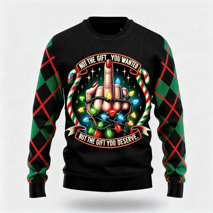 Drune | Lustiges Mustermotiv - Maximalistischer Weihnachtsdruck Hässlicher Pullover