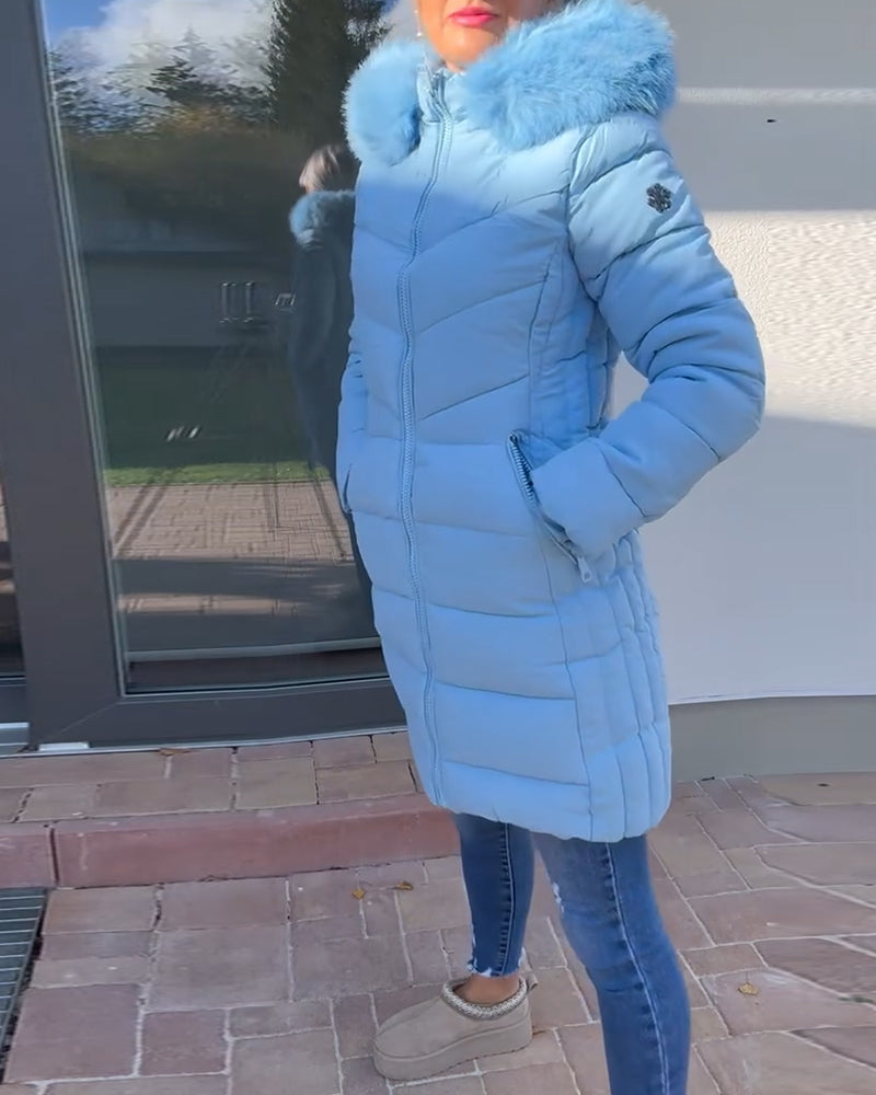 Drune | Lässige Einfarbige Wattierte Jacke mit Reißverschluss und Tasche