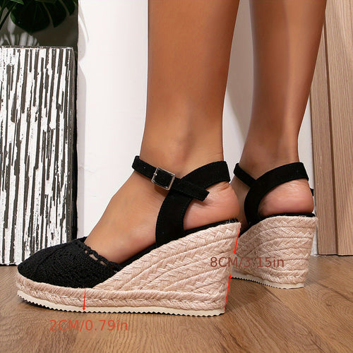 Drune | Damen Espadrille Keilabsatz Sandalen