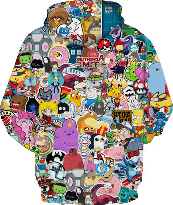Damen bunte Kapuzenpullover mit einzigartigen Cartoon-Motiven Drune