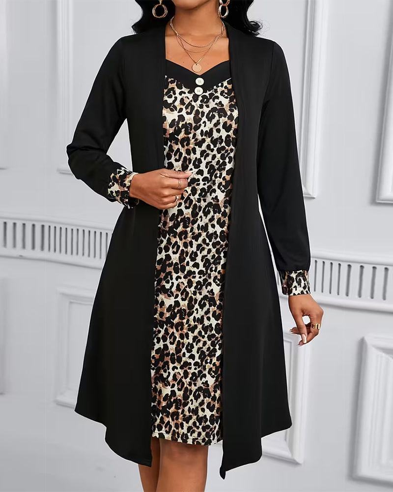 Drune | Fake Zweiteilig Leopardenprint