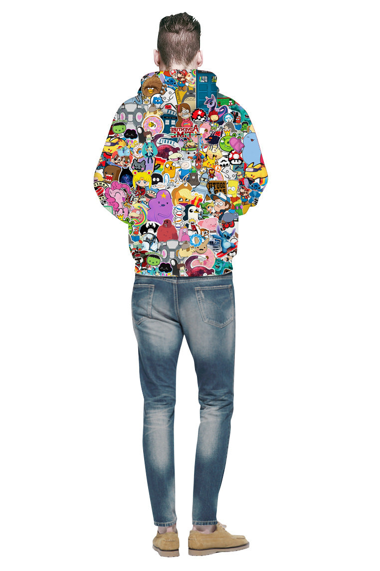 Damen bunte Kapuzenpullover mit einzigartigen Cartoon-Motiven Drune
