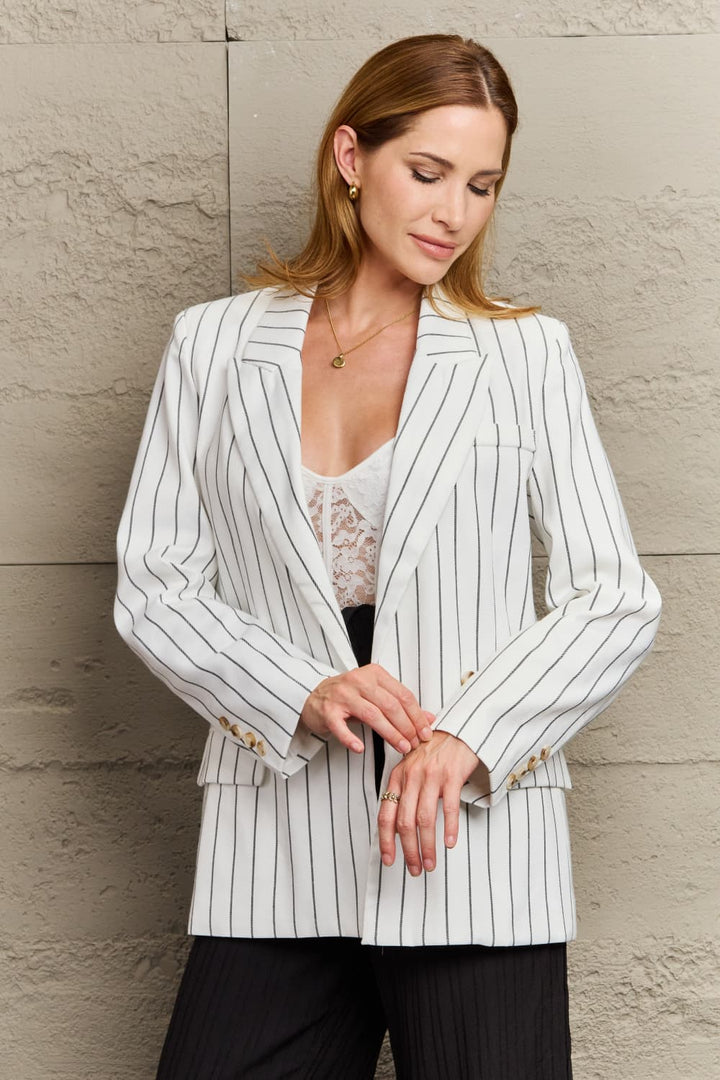 Drune | Gestreifter Reverskragen Langarm Blazer