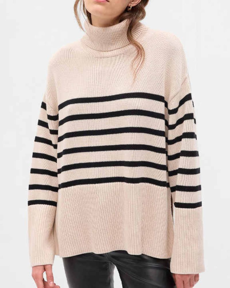 Drune | Gestreifter Schwarz-Weiß Strick Pullover