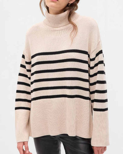 Drune | Gestreifter Schwarz-Weiß Strick Pullover