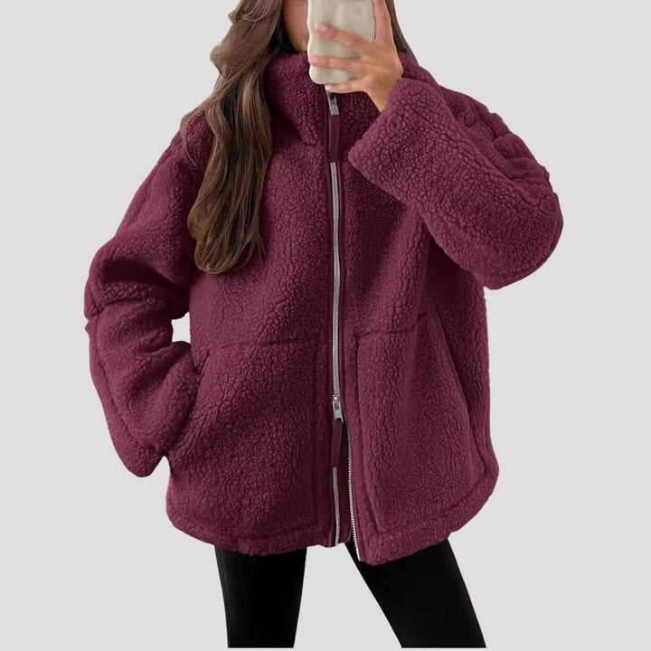 Drune | Damen Teddy Reißverschluss Fleece Jacke Winter Kleidung