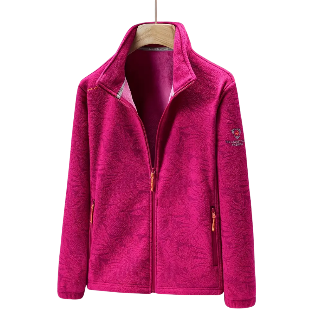 Drune | Damen Outdoor Fleecejacke Winddicht mit Pflanzenmuster
