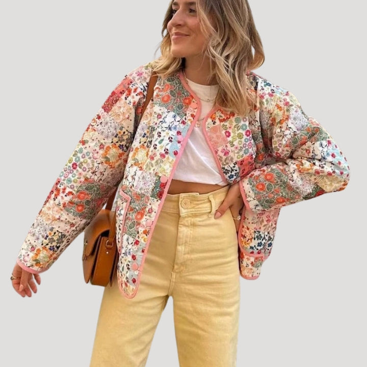 Drune | Damen leichte Sommer Steppjacke – bedruckter Boho-Stil