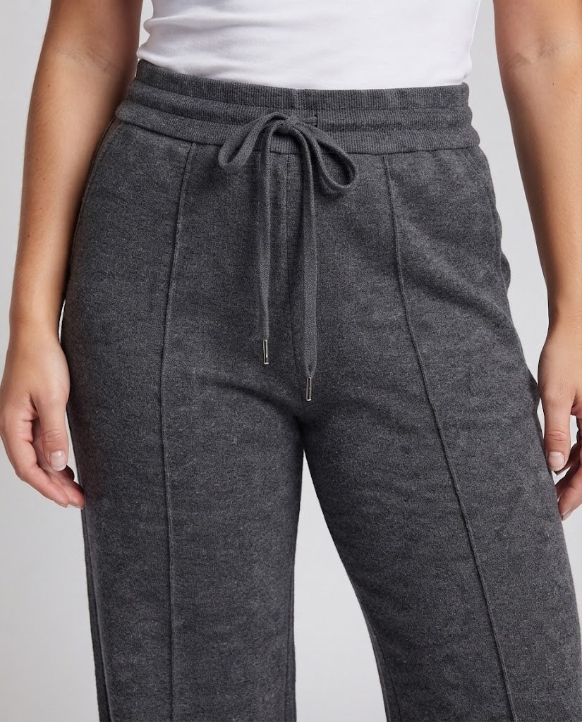 Damen Weite High Waist Loungehose mit Kordelzug, Eingrifftaschen und kuscheliger Strickqualität Drune