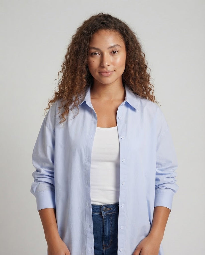 Damen Oversize-Baumwollhemd mit verlängertem Rückenteil Drune