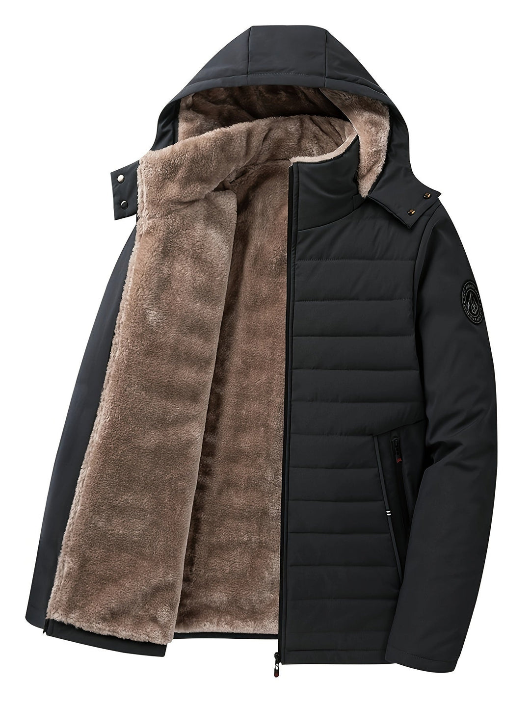 Drune | Stylische Winterjacke für Männer - Warme, wattierte Fleecejacke mit Kapuze