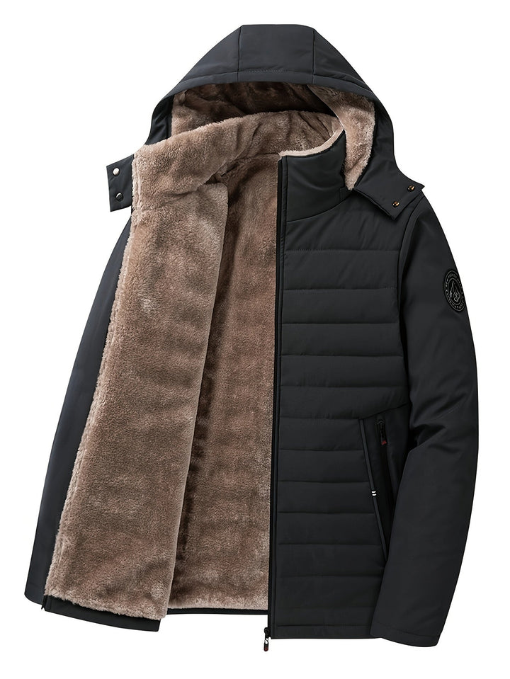 Drune | Stylische Winterjacke für Männer - Warme, wattierte Fleecejacke mit Kapuze