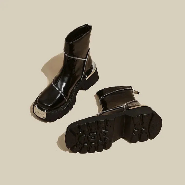 Drune | Winterstiefel mit Dicker Sohle und Wasserdichtem Reißverschluss