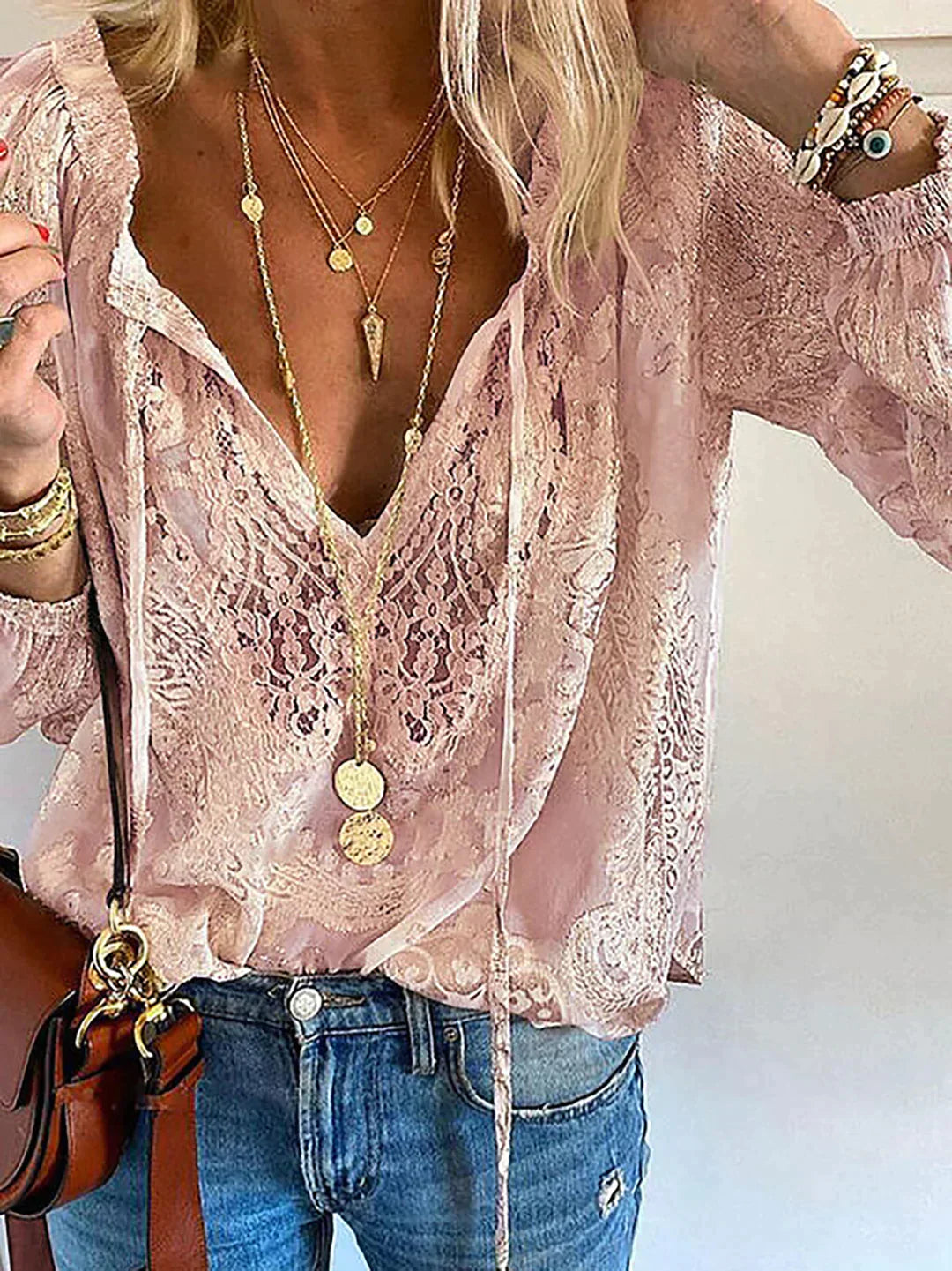 Drune - Exklusive Bluse mit Spitzenverzierungen